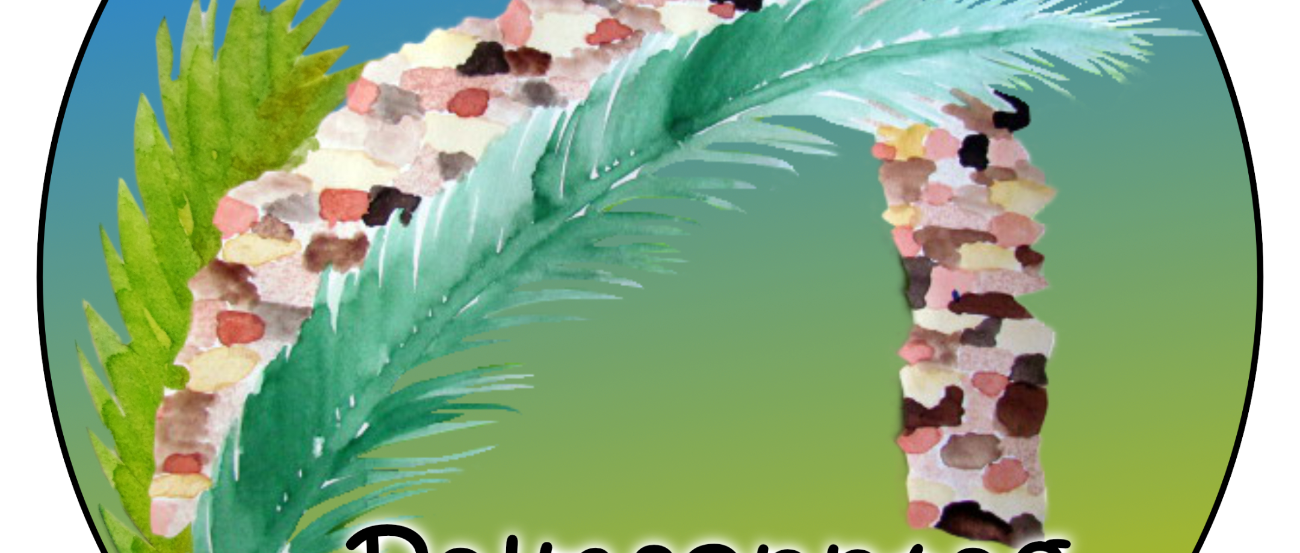 Kreisbild: Wort 'Palmsonntag§ mit gemaltem Torbogen und Palmbüschen