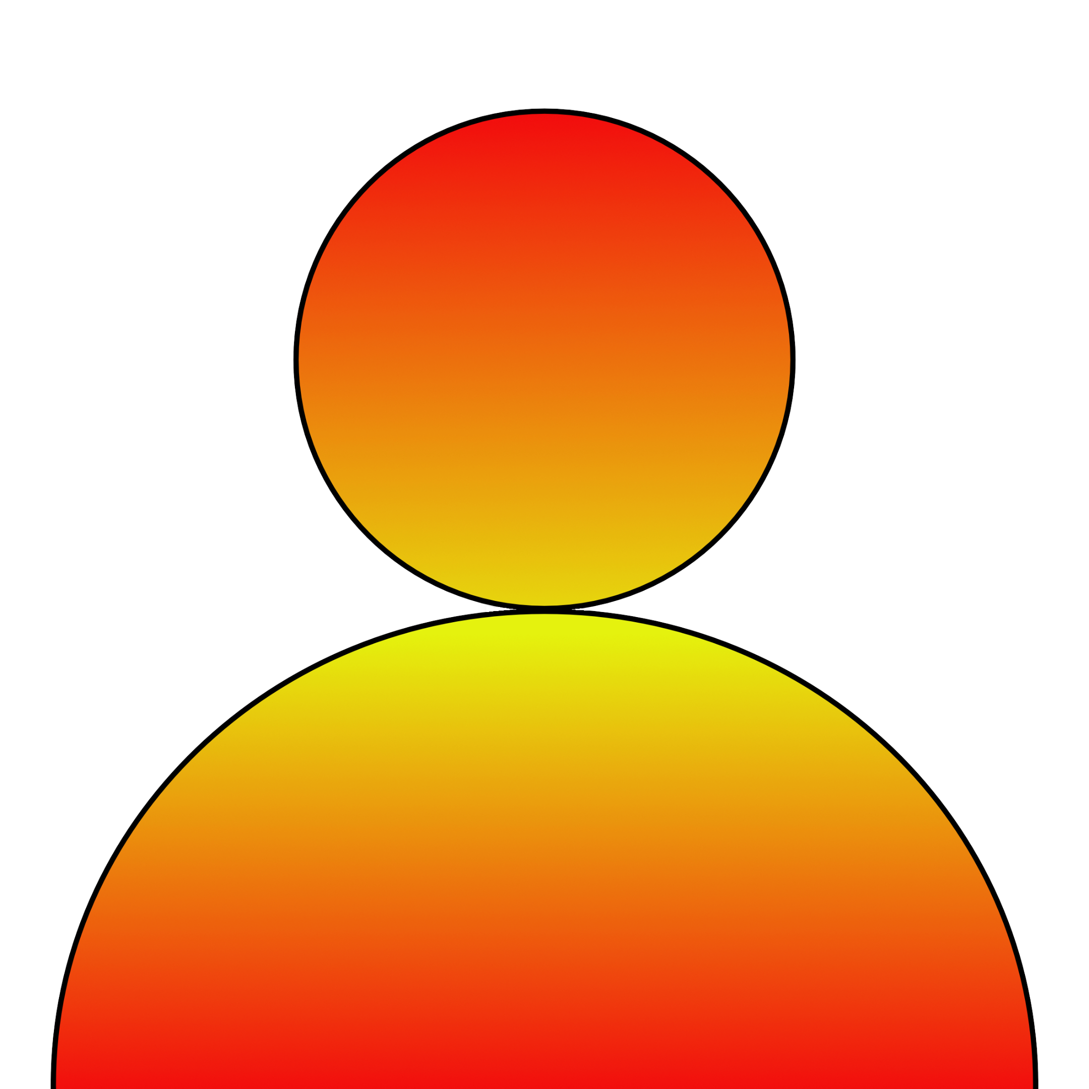 Silhouette eines menschlichen Oberkörpers in Farben rot, orange und gelb