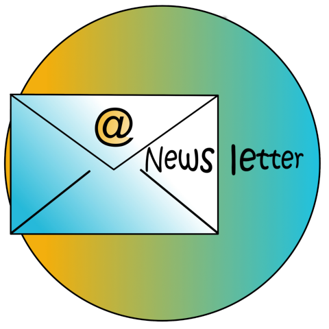 Kreisbild: Briefumschlag mit dem Mailzeichen und dem Wort 'Newsletter'