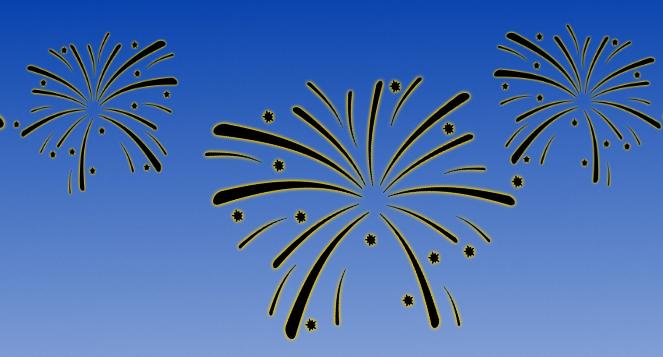 gezeichnetes Feuerwerk am blauen Himmel