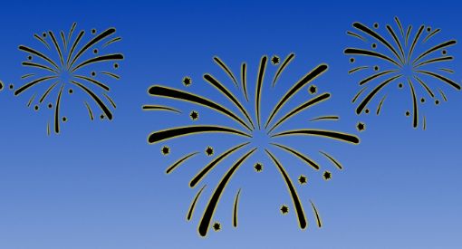 gezeichnetes Feuerwerk am blauen Himmel