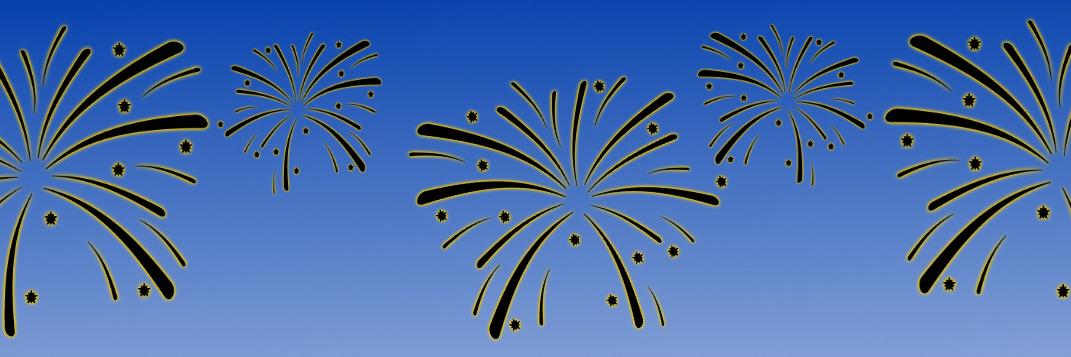 gezeichnetes Feuerwerk am blauen Himmel