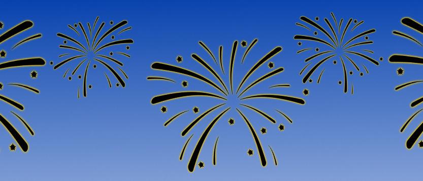 gezeichnetes Feuerwerk am blauen Himmel