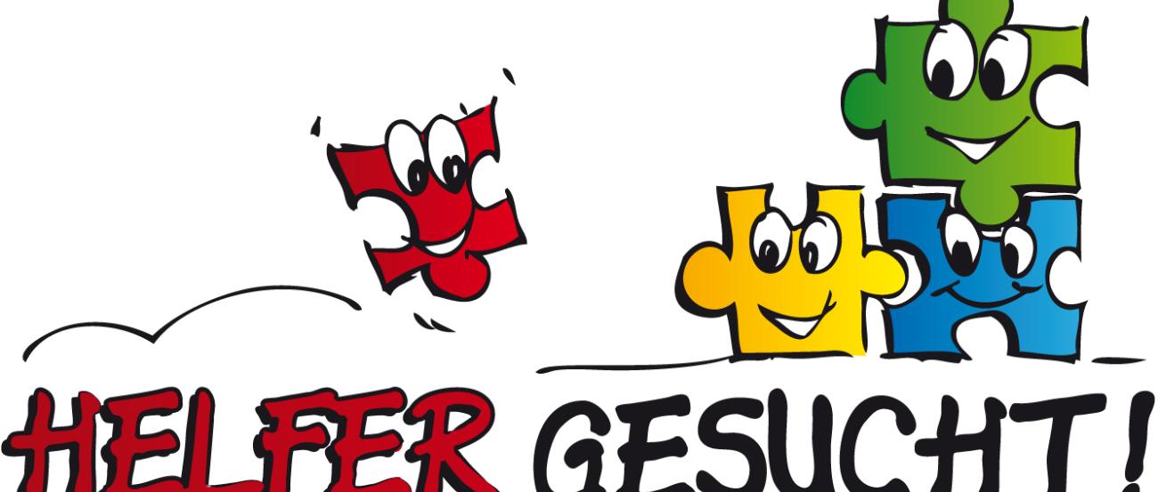 Drei bunte Puzzleteile mit lachenden Gesichtern, daneben rotes Teil springt.