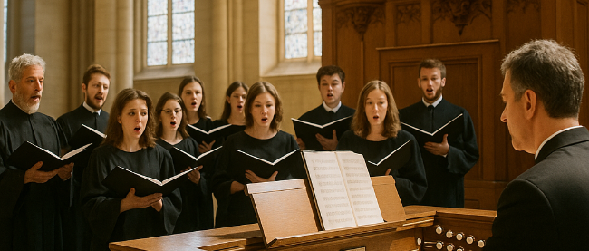 Chor und Orgel im gotischen Kircheraum
